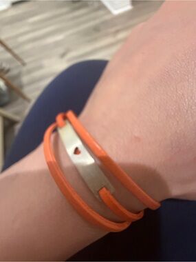 Orange Wrap Bracelet with Silver Heart Accent